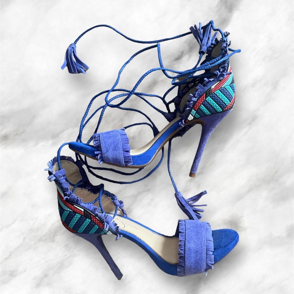 Jessica Simpson Basanti Lace Up Ankle Tie Heels